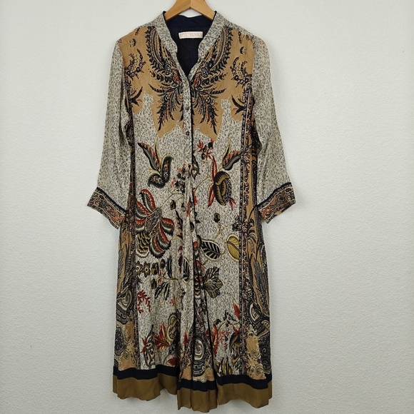 Ritu Kumar Floral 3/4 Sleeve Lightweight Kurta Midi Dress Size M Women's - Picture 2 of 16